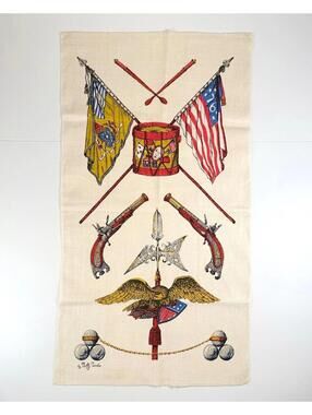 Vintage Kay Dee Dolly Dembo Spirit of 76 Linen Tea Towel American Eagle 1776